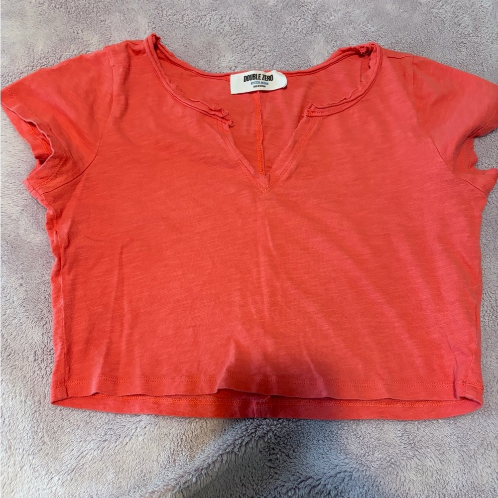 Double Zero Vibrant Coral Short Sleeve Tee